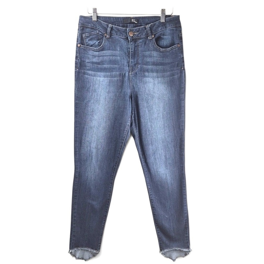1822 Denim Skinny Jeans Womens 12 Dark Wash Excellent Frayed Step Hem High Rise